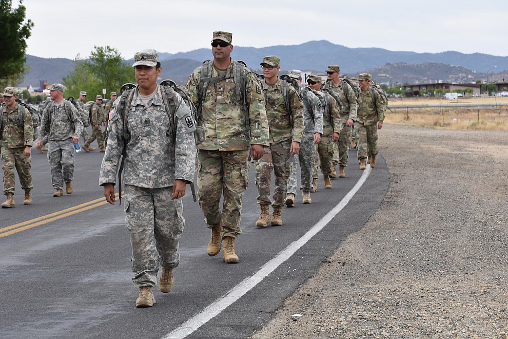 National Guard Infantry Unit Charlie Company 1st Battalion-158 parade around the Civic Center in Prescott Valley on Sunday, May 6, in anticipation of their deployment to Afghanistan. (Richard Haddad/WNI)