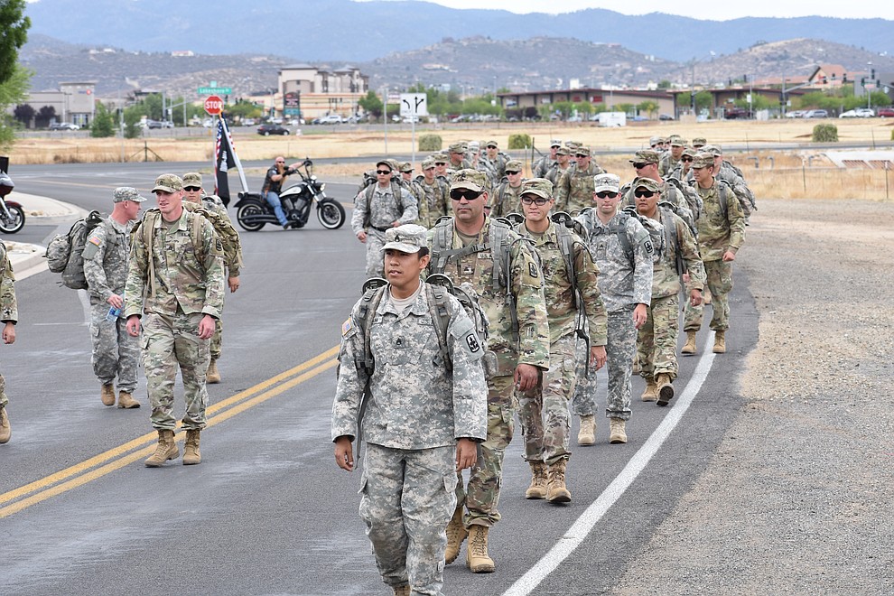 National Guard Infantry Unit Charlie Company 1st Battalion-158 parade around the Civic Center in Prescott Valley on Sunday, May 6, in anticipation of their deployment to Afghanistan. (Richard Haddad/WNI)