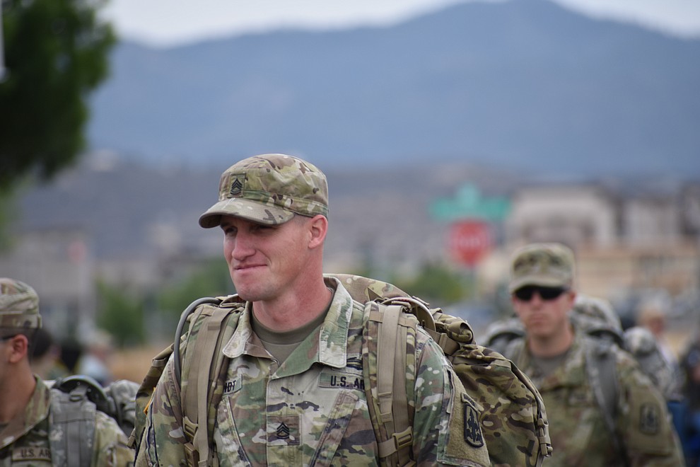 National Guard Infantry Unit Charlie Company 1st Battalion-158 parade around the Civic Center in Prescott Valley on Sunday, May 6, in anticipation of their deployment to Afghanistan. (Richard Haddad/WNI)