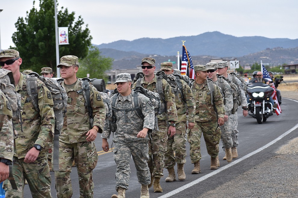 National Guard Infantry Unit Charlie Company 1st Battalion-158 parade around the Civic Center in Prescott Valley on Sunday, May 6, in anticipation of their deployment to Afghanistan. (Richard Haddad/WNI)