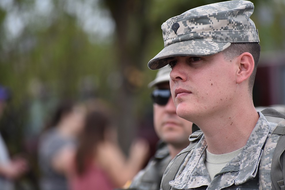 National Guard Infantry Unit Charlie Company 1st Battalion-158 parade around the Civic Center in Prescott Valley on Sunday, May 6, in anticipation of their deployment to Afghanistan. (Richard Haddad/WNI)