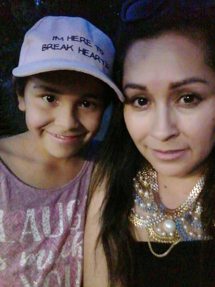 My daughter Madelis Rivera, age 10. And myself Gabby Aguilar. Shes not only my mini mee, but we also share the same birth date .