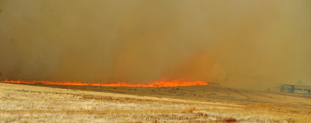 The Viewpoint Fire started along Highway 89A in Prescott Valley Friday morning, May 11, 2018. The fire, driven by a sustained wind, headed north into the Poquito Valley area. (Les Stukenberg/Courier)