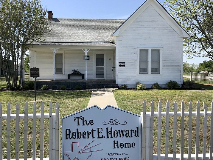 This April 2018 photo shows the residence of author Robert E. Howard in Cross Plains, Texas. Howard fans gather at the residence on the second weekend in June every year to remember the writer who died from a self inflicted gunshot wound on June 11, 1936. (Joe Holley/Houston Chronicle via AP)

