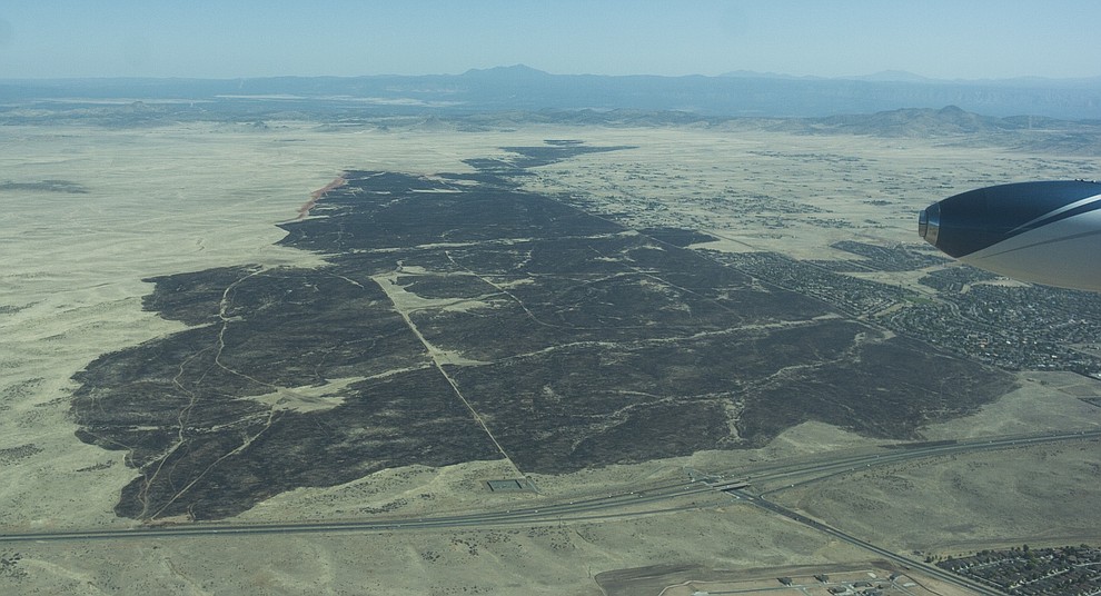 Aerial view of the Viewpoint Fire that occurred Friday, May 11, 2018 in Prescott Valley. (Blake Dewitt/Courier)