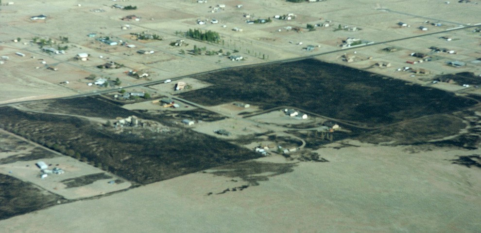 Aerial view of the Viewpoint Fire that occurred Friday, May 11, 2018 in Prescott Valley. (Blake Dewitt/Courier)