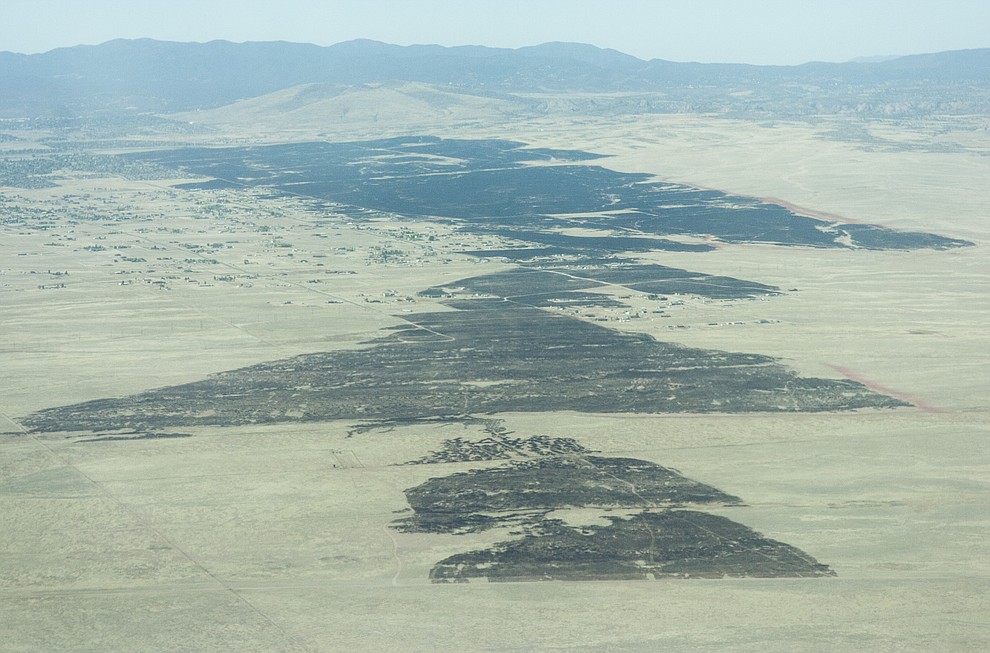 Aerial view of the Viewpoint Fire that occurred Friday, May 11, 2018 in Prescott Valley. (Blake Dewitt/Courier)