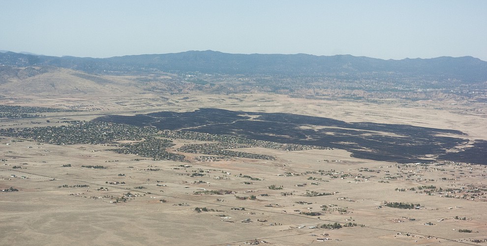 Aerial view of the Viewpoint Fire that occurred Friday, May 11, 2018 in Prescott Valley. (Blake Dewitt/Courier)