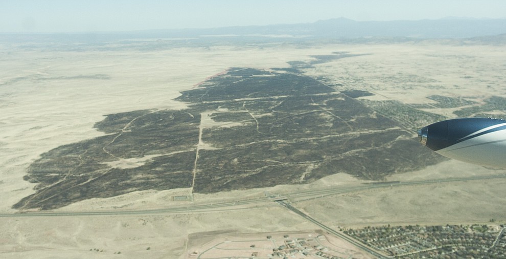 Aerial view of the Viewpoint Fire that occurred Friday, May 11, 2018 in Prescott Valley. (Blake Dewitt/Courier)