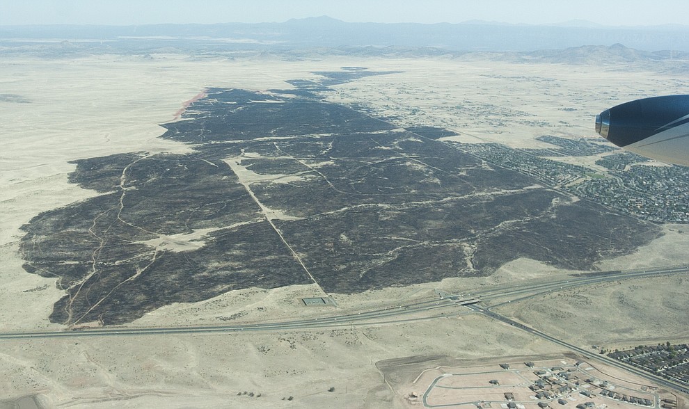 Aerial view of the Viewpoint Fire that occurred Friday, May 11, 2018 in Prescott Valley. (Blake Dewitt/Courier)