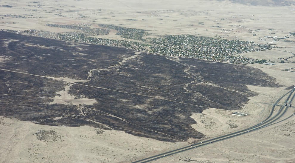 Aerial view of the Viewpoint Fire that occurred Friday, May 11, 2018 in Prescott Valley. (Blake Dewitt/Courier)