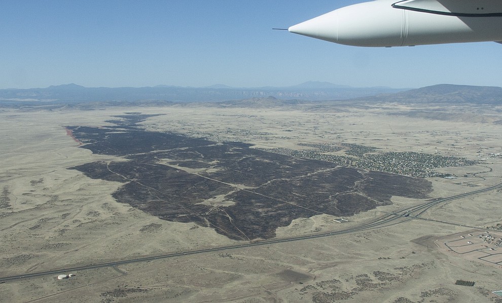 Aerial view of the Viewpoint Fire that occurred Friday, May 11, 2018 in Prescott Valley. (Blake Dewitt/Courier)