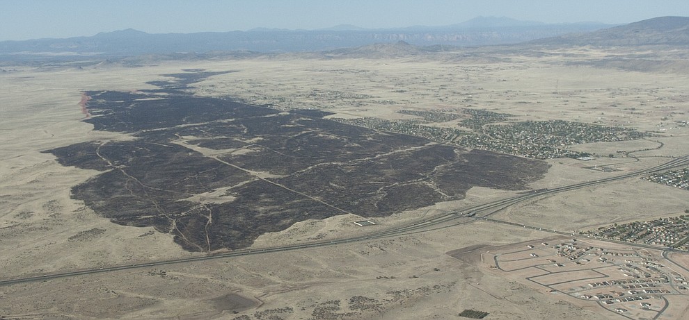 Aerial view of the Viewpoint Fire that occurred Friday, May 11, 2018 in Prescott Valley. (Blake Dewitt/Courier)