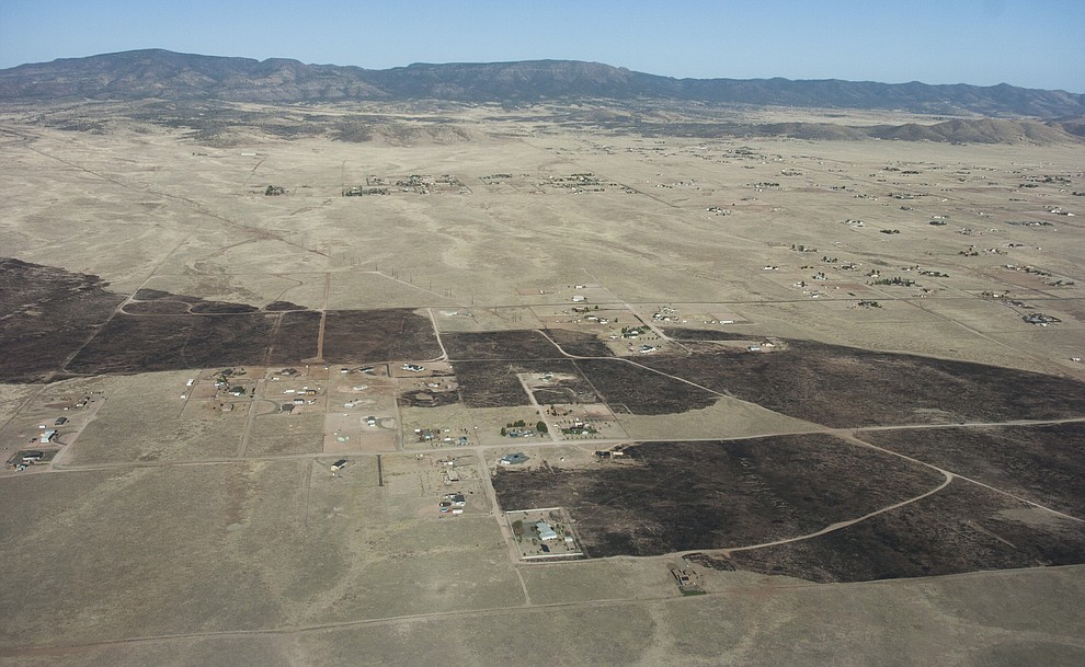 Aerial view of the Viewpoint Fire that occurred Friday, May 11, 2018 in Prescott Valley. (Blake Dewitt/Courier)