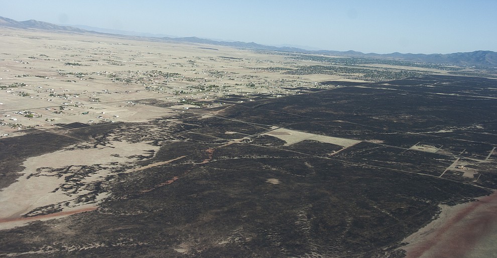 Aerial view of the Viewpoint Fire that occurred Friday, May 11, 2018 in Prescott Valley. (Blake Dewitt/Courier)