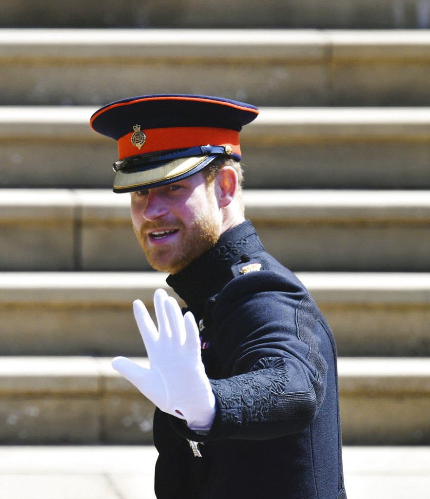Britain's Prince Harry arrives for his wedding to Meghan Markle at St. George's Chapel in Windsor Castle in Windsor, near London, England, Saturday, May 19, 2018. (Ben Birchhall/pool photo via AP)