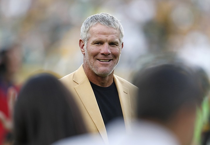 PHOTO: In this Oct. 16, 2016, file photo, Hall of Fame quarterback Brett Favre is shown during a halftime ceremony of an NFL football game against the Dallas Cowboys, in Green Bay, Wis. (Matt Ludtke/AP, File)
