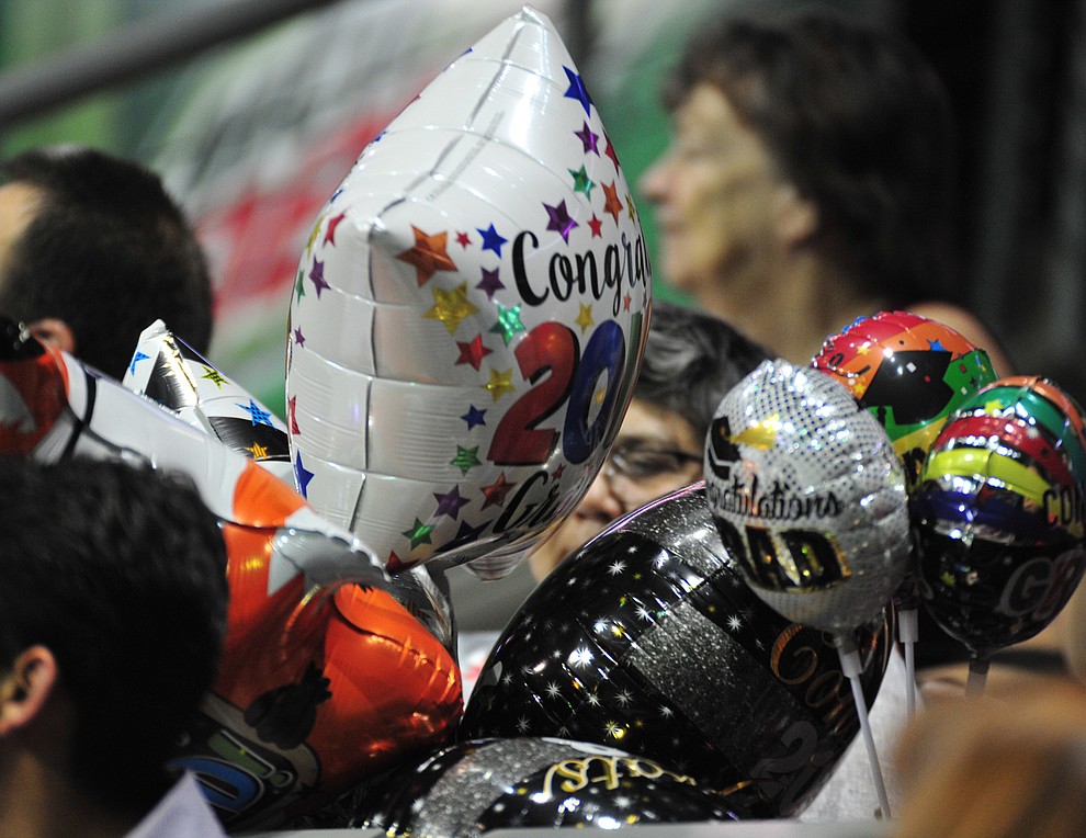 Sometimes its hard to see through the balloons at the Chino Valley Commencement held Wednesday, May 23, 2018 at the Prescott Valley Event Center. (Les Stukenberg/Courier)