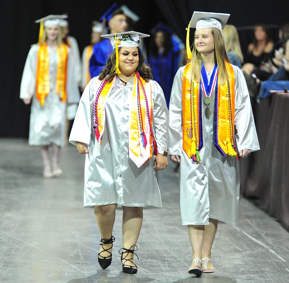 Walking in the processional at the Chino Valley Commencement held Wednesday, May 23, 2018 at the Prescott Valley Event Center. (Les Stukenberg/Courier)