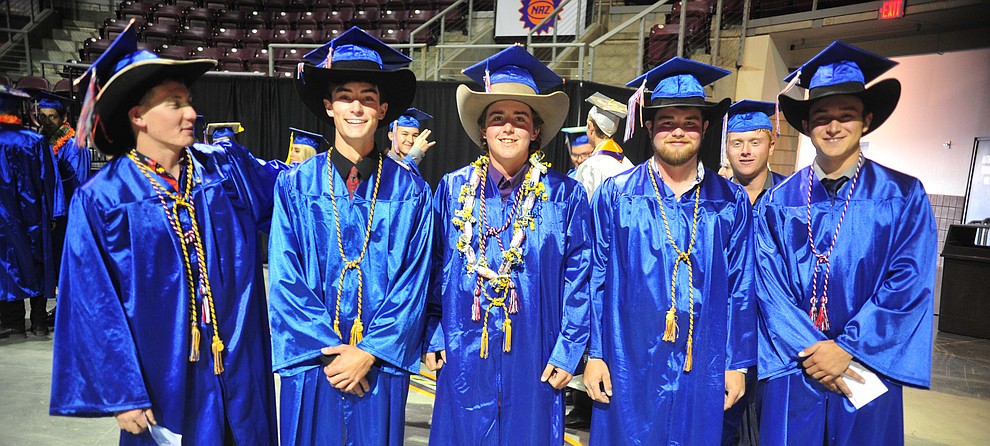 Cowboys only take their hats off for one thing, a Smokey and the Bandit paraphrase, at the Chino Valley Commencement held Wednesday, May 23, 2018 at the Prescott Valley Event Center. (Les Stukenberg/Courier)