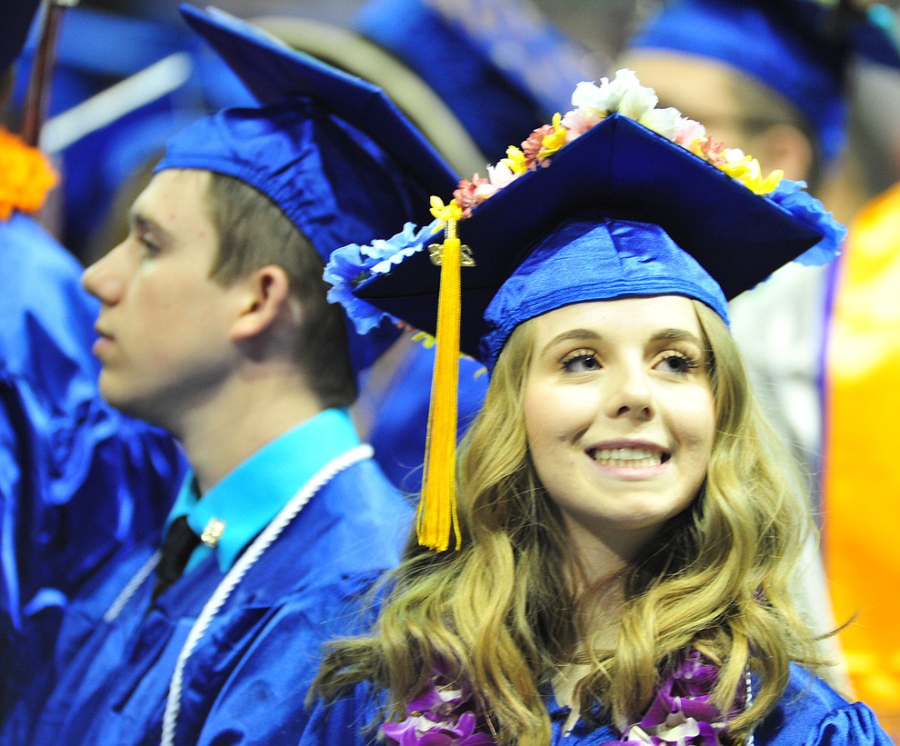 Looking for family members at the Chino Valley Commencement held Wednesday, May 23, 2018 at the Prescott Valley Event Center. (Les Stukenberg/Courier)
