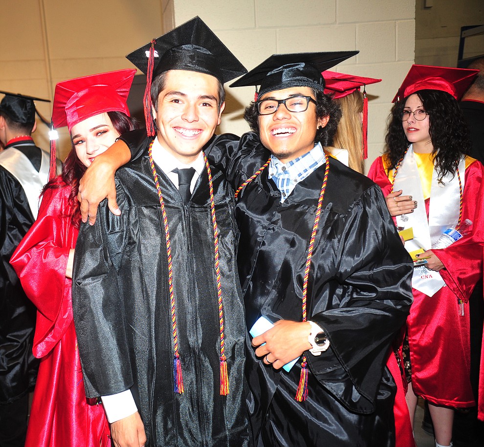 Randy Garcia and Omar Mata pose before the 2018 Bradshaw Mountain High School Commencement Ceremony at the Prescott Valley Event Center Thursday, May 24, 2018. (Les Stukenberg/Courier)