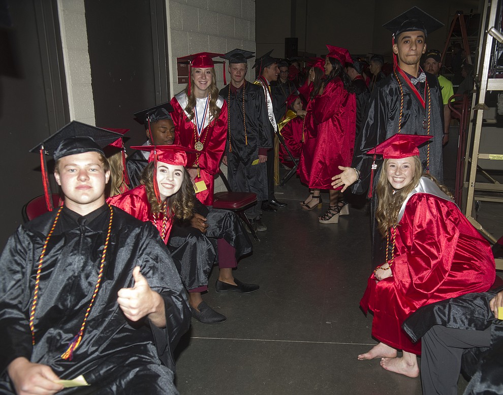 Soon to be graduates wait for the 2018 Bradshaw Mountain High School Commencement Ceremony at the Prescott Valley Event Center Thursday, May 24, 2018. (Les Stukenberg/Courier)