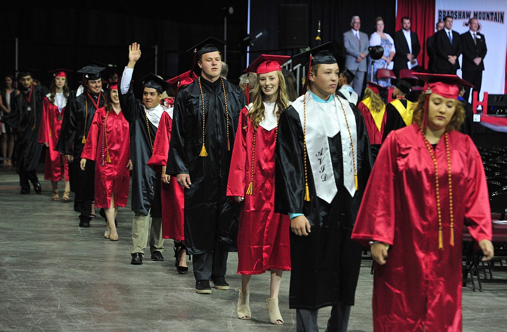 The processional during the 2018 Bradshaw Mountain High School Commencement Ceremony at the Prescott Valley Event Center Thursday, May 24, 2018. (Les Stukenberg/Courier)