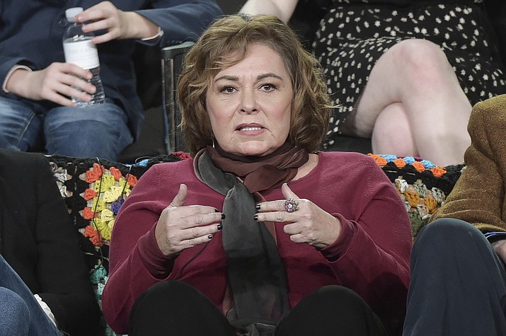 In this Jan. 8, 2018, file photo, Roseanne Barr participates in the "Roseanne" panel during the Disney/ABC Television Critics Association Winter Press Tour in Pasadena, Calif. ABC canceled its hit reboot of "Roseanne" on Tuesday, May 29, 2018, following star Roseanne Barr's racist tweet that referred to former Obama adviser Valerie Jarrett as a product of the Muslim Brotherhood and the "Planet of the Apes." (Photo by Richard Shotwell/Invision/AP, File)

