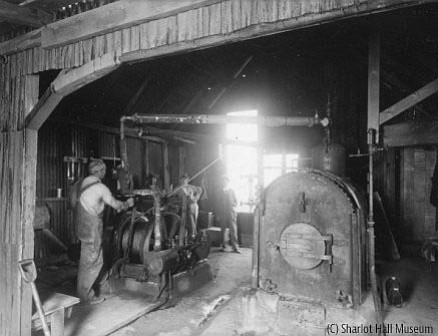 Interior of hoist house, United Verde Copper Company, Jerome, Arizona. Call #1600.0122.0001 (old call number M-122pa).