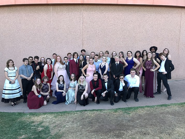 Members of Mingus Union High School’s theater troupe - ‘A Troupe Of Ridiculous Thespians’ won 11 awards at the May 26 Arizona High School Music Theatre awards ceremony. (Courtesy photo)