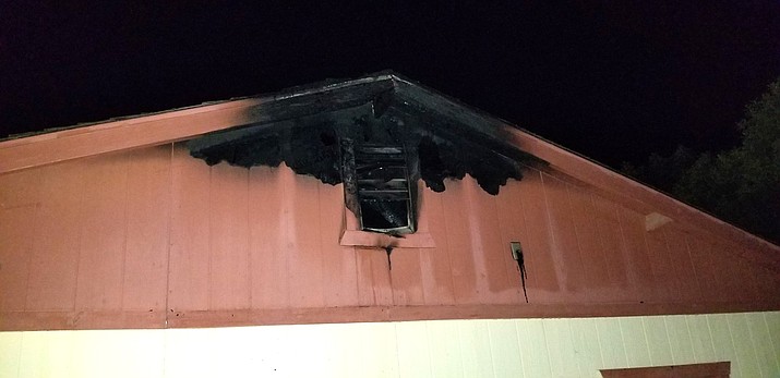 Verde Valley Fire District and other local agencies spent about two hours extinguishing this attic fire in a home on Rancho Vista Way Sunday. Photo courtesy of Verde Valley Fire District