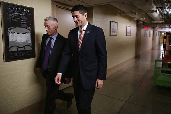 Speaker Paul Ryan, right, walks with Rep. Trey Gowdy. The House killed a hard-right immigration bill Thursday. (Photo courtesy of Speaker Paul Ryan)