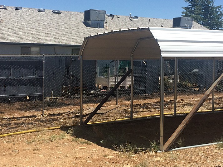 A foreign object caught in a power line sparked a fire that spread to a shed in the 4300 block of N. Ranger Road in Prescott Valley at about 12:25 p.m. Sunday, June 24. (Courtesy)
