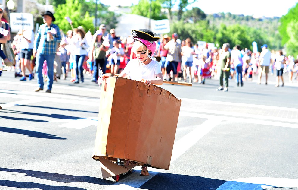 Pirate ships have a place to sail during the 77th annual Kiwanis Kiddie Parade in downtown Prescott Friday, June 29, 2018.(Les Stukenberg/Courier)