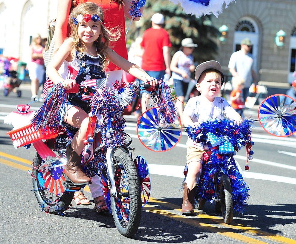 Decorating your bike is a great way to participate in the 77th annual Kiwanis Kiddie Parade in downtown Prescott Friday, June 29, 2018.(Les Stukenberg/Courier)