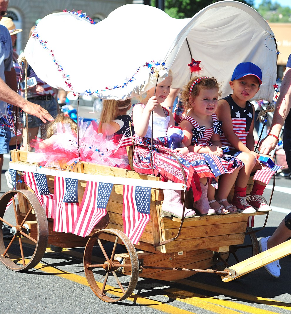 A packed wagon in the 77th annual Kiwanis Kiddie Parade in downtown Prescott Friday, June 29, 2018.(Les Stukenberg/Courier)