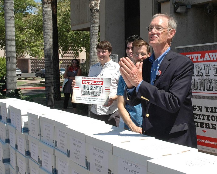 Former Attorney General Terry Goddard has spearheaded what he calls the “Outlaw Dirty Money” measure that would ban anonymous donations from political campaigns. However, the issue is not so simple. (Howard Fischer/Capitol Media Services)
