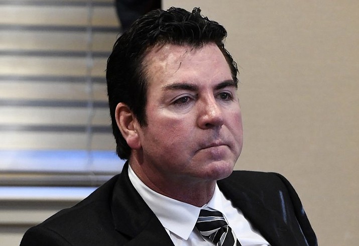 In this 2017, file photo, Papa John’s founder and CEO John Schnatter attends a meeting in Louisville, Ky. Schnatter is apologizing after reportedly using a racial slur during a conference call in May 2018. The apology Wednesday, July 11, 2018, comes after Forbes cited an anonymous source saying the pizza chain’s marketing firm broke ties with the company afterward. (AP Photo/Timothy D. Easley, File)


