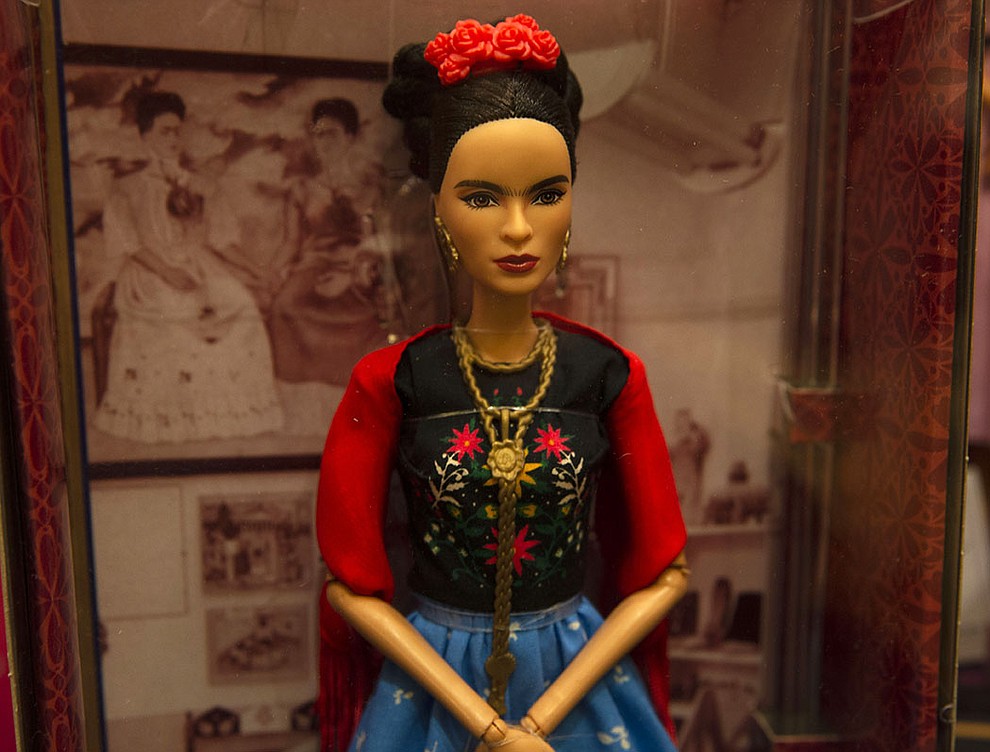 Mattel’s Inspring Women line, released earlier this year, featured famed Mexican artist Frida Kahlo. Some criticized it as erasing Kahlo's unibrow. (Photo by Vivian Meza)