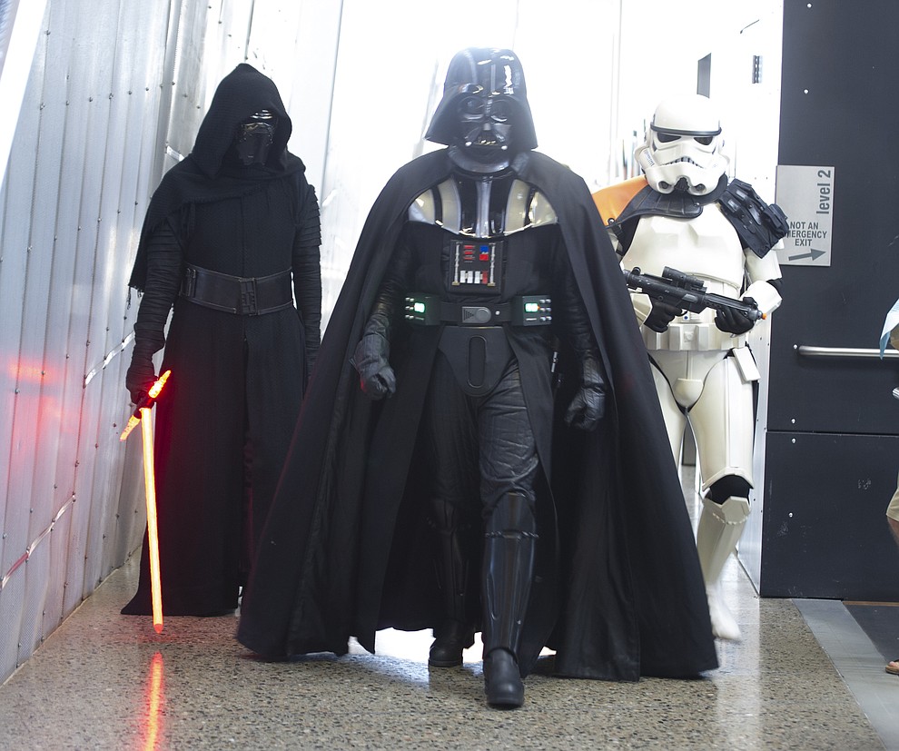 Kylo Ren, Darth Vader and a stormtrooper at the Fandomania Comic Con event Saturday, July 28, 2018 in and around the Prescott Valley Library. (Les Stukenberg/Courier)
