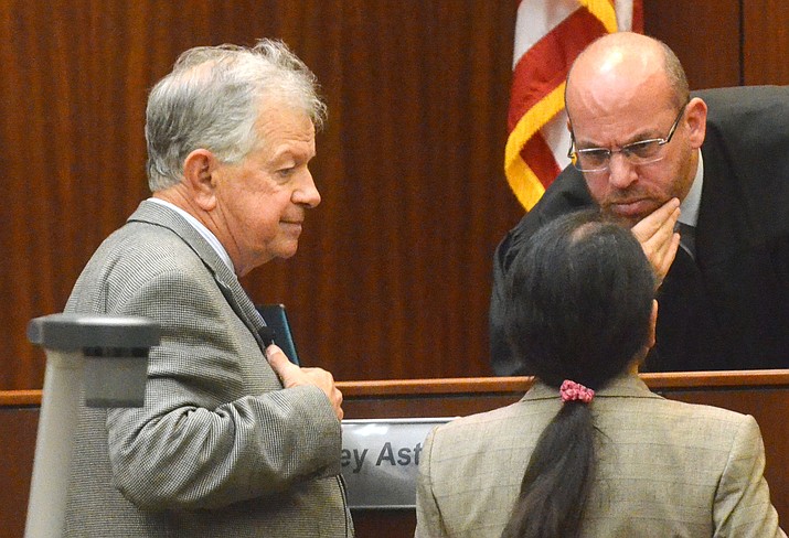 Maricopa County Superior Court Judge Bradley Astrowsky listens to arguments from defense attorney John Sears and County Prosecutor Susan Eazer Thursday in the assault and child molestation trial of former Prescott pastor Thomas Jonathan Chantry. VVN/Vyto Starinskas