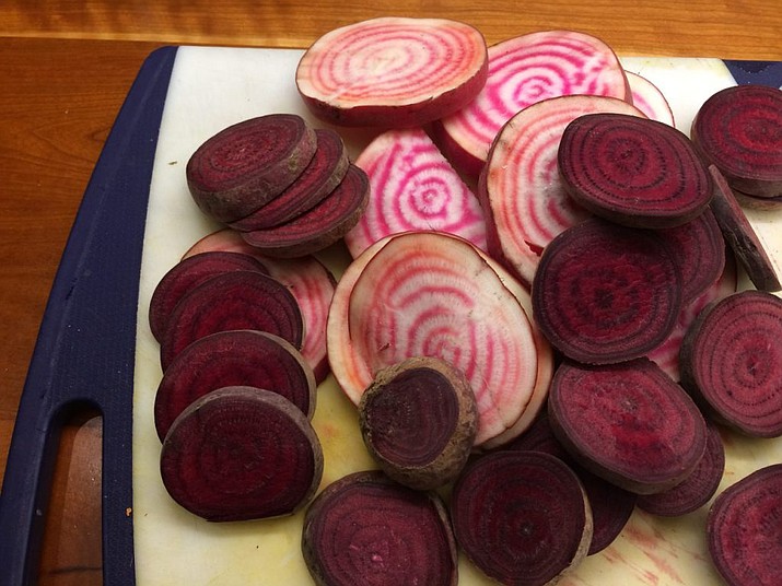 Sliced red and Chioggia beets (YRMC/Courtesy)
