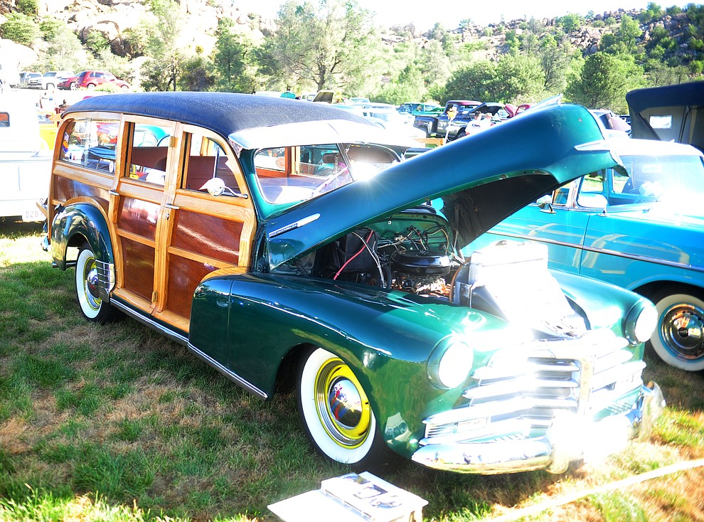 A 1948 Chevrolet Woodie as the Prescott Antique Auto Club puts on its 44th annual show Saturday, August 4, 2018 at Watson Lake. The show continues through Sunday, August 5, 2018. (Les Stukenberg/Courier)