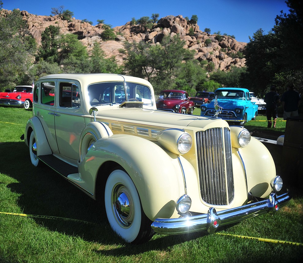 A 1938 Packard as the Prescott Antique Auto Club puts on its 44th annual show Saturday, August 4, 2018 at Watson Lake. The show continues through Sunday, August 5, 2018. (Les Stukenberg/Courier)