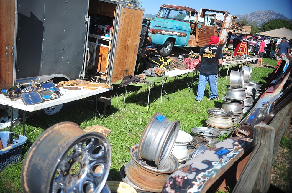 Lots of parts can be purchased as the Prescott Antique Auto Club puts on its 44th annual show Saturday, August 4, 2018 at Watson Lake. The show continues through Sunday, August 5, 2018. (Les Stukenberg/Courier)