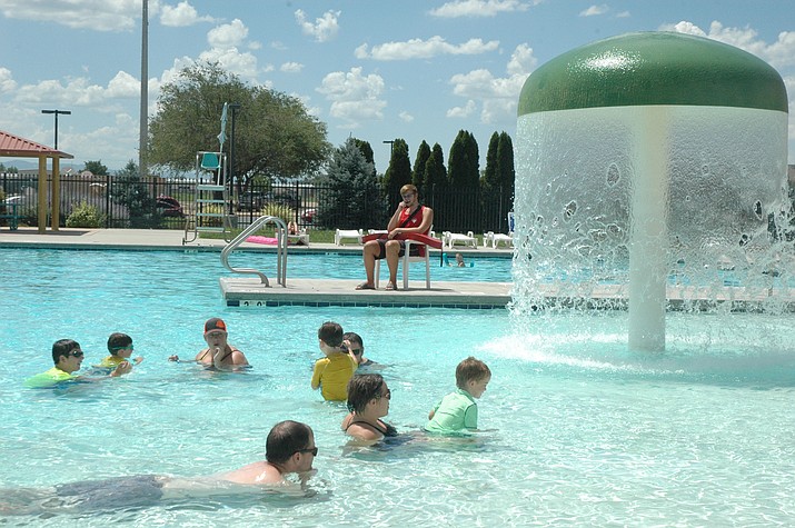 Families enjoying the last days of the Chino Valley Aquatic Center’s 2018 season Saturday, Aug. 4. The final day of the season is Sunday, Aug. 12. (Jason Wheeler/Review)