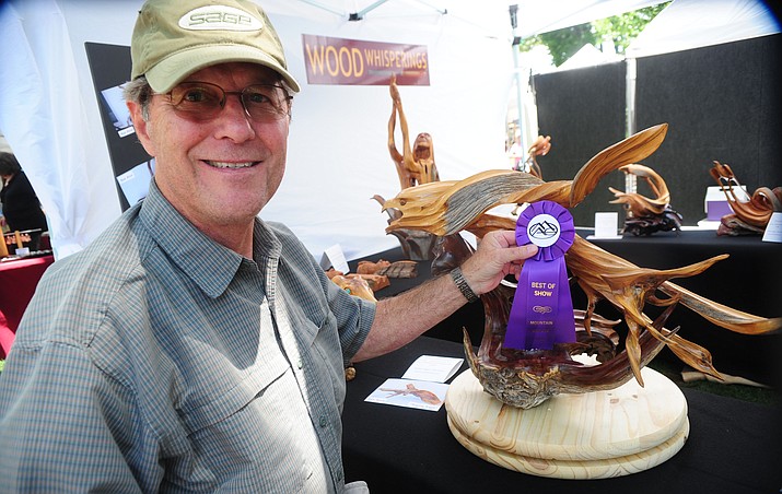 Wood Whisperings' Bill Daggett of Paradise Valley won Best of Show at the 2015 Mountain Artist Guild Arts and Crafts Show on the Yavapai County Courthouse Plaza. This year's event is Aug. 11-12. (Les Stukenberg/Courier, file)
