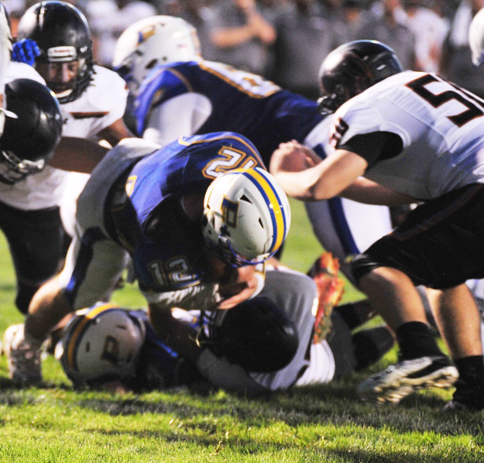 Prescott's Autin Clark goes in for a score as the Badgers take on Desert Edge Friday August 17, 2018 to open the 2018 football season. (Les Stukenberg/Courier)