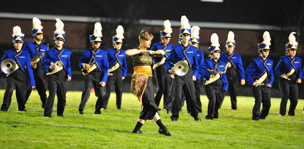 The Pride of Prescott Marching Band presented a new polynesian number during halftime as the Badgers take on Desert Edge Friday August 17, 2018 to open the 2018 football season. (Les Stukenberg/Courier)
